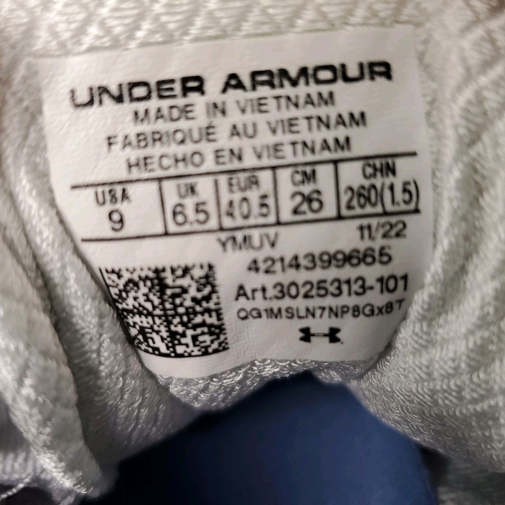Under Armour HOVR Mega 3 Clone Womens Running Shoes White/Blue size 9 - Picture 11 of 11
